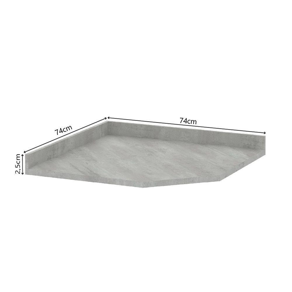 Tampo Para Balcão Canto Diagonal 74cm Premium Luciane Móveis Concreto - 2