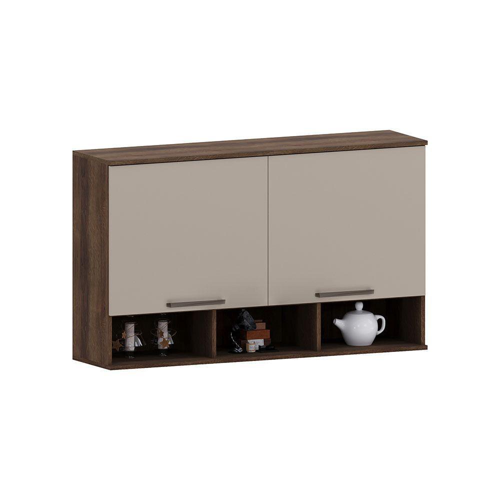 Armário Aéreo 120cm 2 Portas Com Nicho Inferior Luna Luciane Nogueira Dourado-cinammon - 1