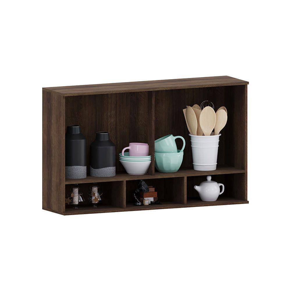 Armário Aéreo 120cm 2 Portas Com Nicho Inferior Luna Luciane Nogueira Dourado-cinammon - 2