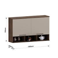 Armário Aéreo 120cm 2 Portas Com Nicho Inferior Luna Luciane Nogueira Dourado-cinammon - 3