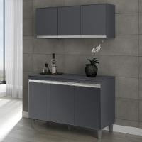 Armário Aéreo Andréia E Balcão Gabinete Para Pia Com Tampo Manu 120cm Cinza - Ajl Móveis - 2