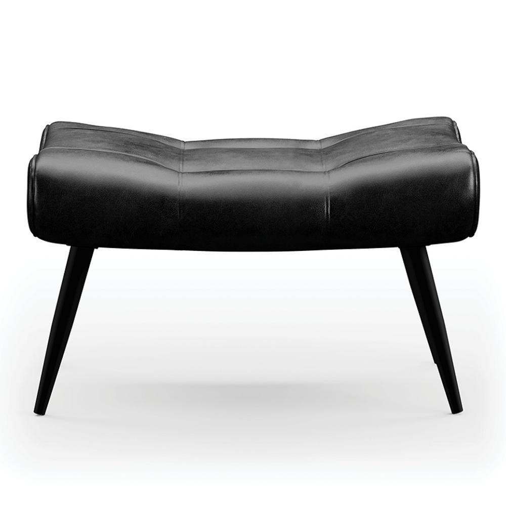 Kit Poltrona E Puff Para Sala De Estar Com Almofada E Pés Palito Lord Sintético Preto - Ibiza - 9