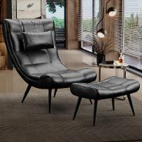 Kit Poltrona E Puff Para Sala De Estar Com Almofada E Pés Palito Lord Sintético Preto - Ibiza - 2