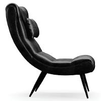 Kit Poltrona E Puff Para Sala De Estar Com Almofada E Pés Palito Lord Sintético Preto - Ibiza - 8