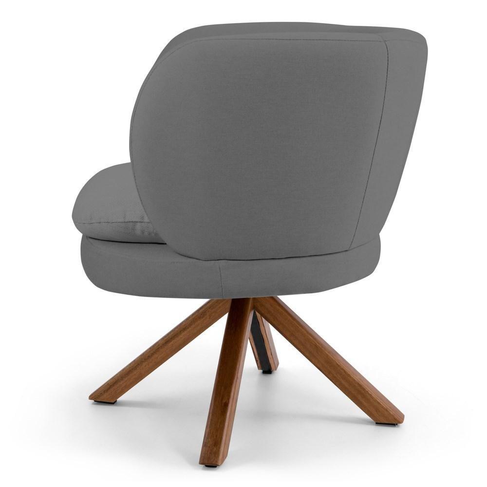 Kit 02 Poltronas Decorativas Melissa Base Giromad Giratória C-416 Linho Cinza Escuro - Domi - 5