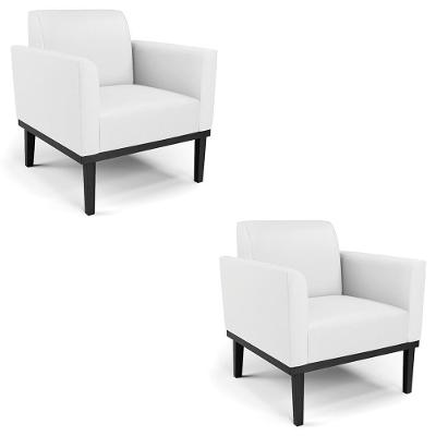 Kit 2 Poltronas Maressa Para Sala Couro Sintético Branco e Preto Ibiza