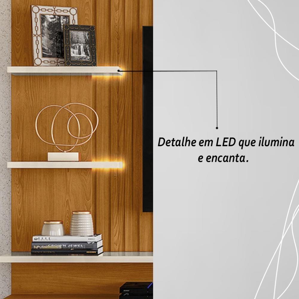Painel Bancada Suspensa Com Led 3 Portas Atena - Cinamomo Off White - 3
