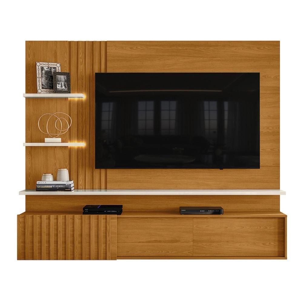 Painel Bancada Suspensa Com Led 3 Portas Atena - Cinamomo Off White - 7