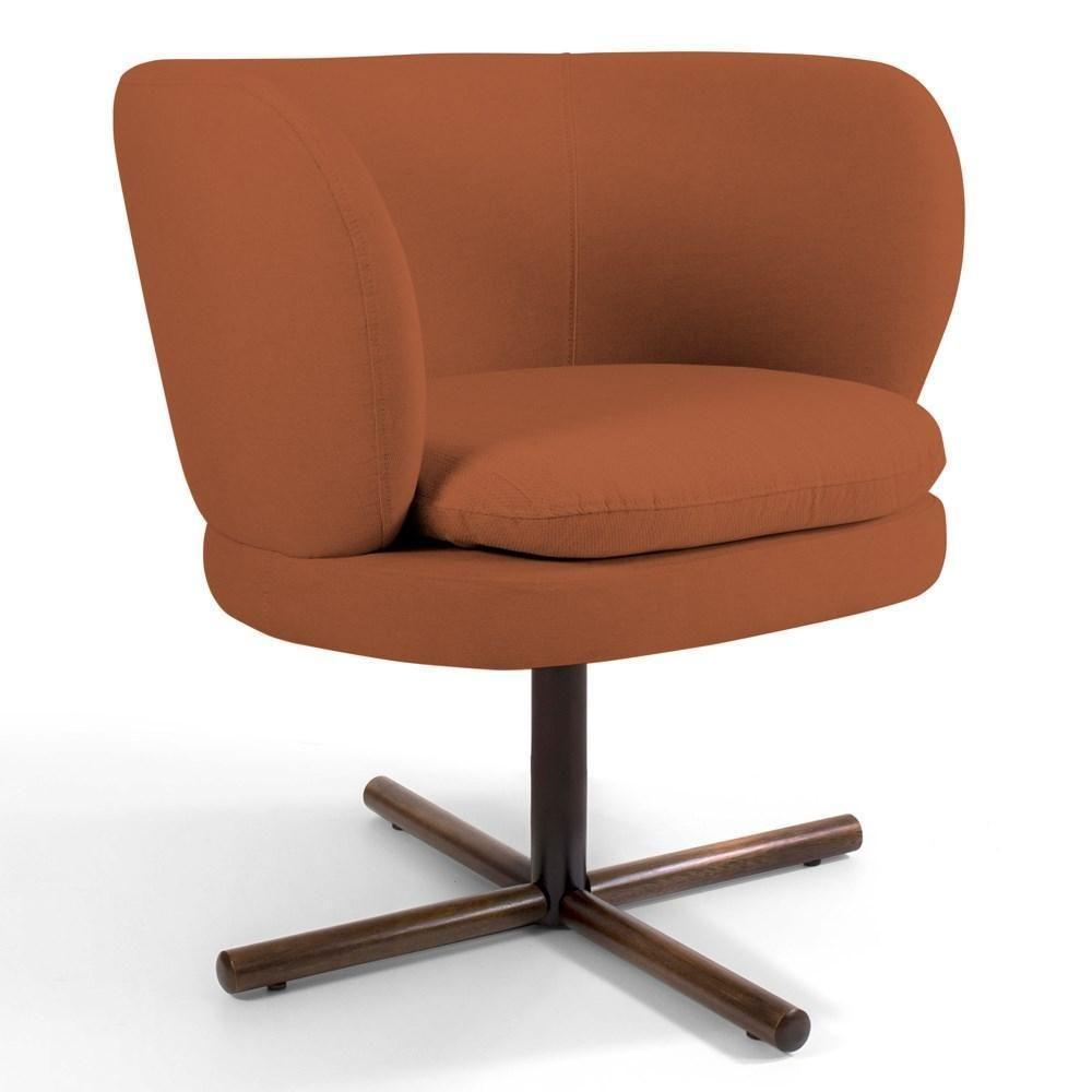 Kit 2 Poltronas Decorativas Melissa Base Xis Giratória Veludo C-262 Telha - Domi - 2