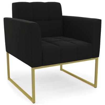 Poltrona Decorativa Ana Suede Dourado Preto Ibiza