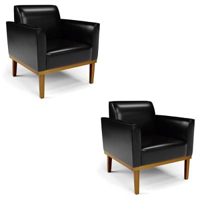 Kit 2 Poltronas Maressa Para Sala Couro Sintético Preto Ibiza