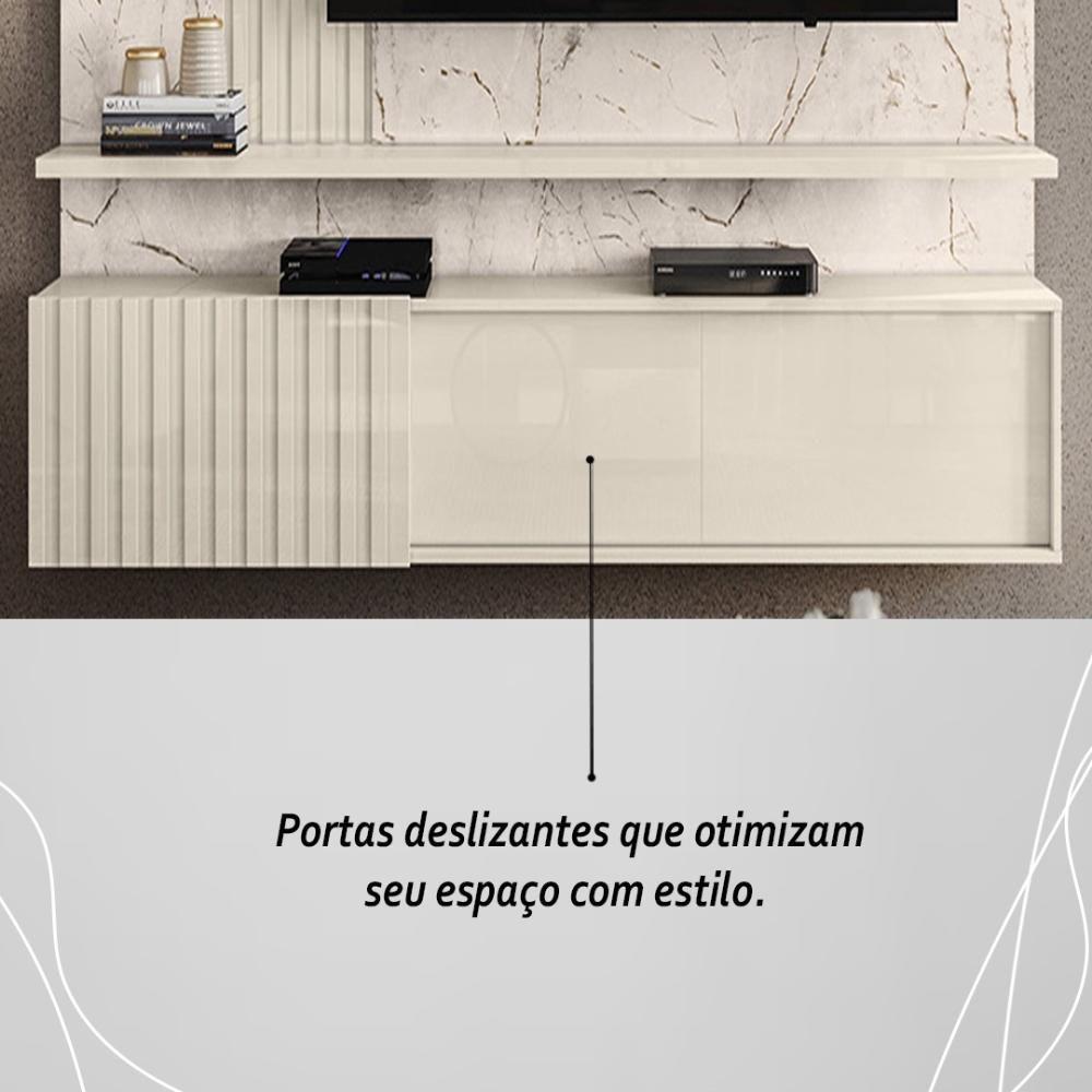 Painel Bancada Suspensa Com Led 3 Portas Atena - Calacata Off White - 3