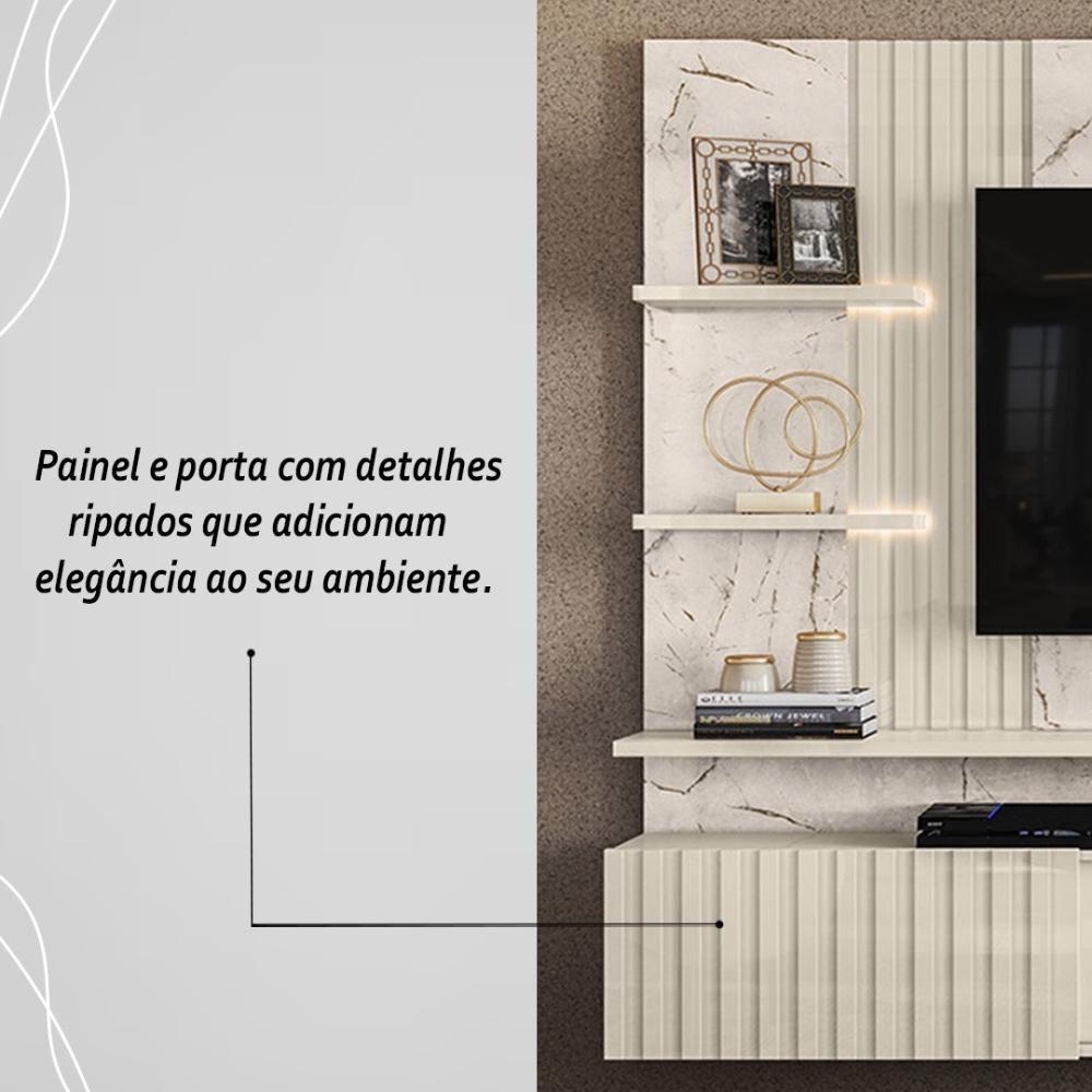 Painel Bancada Suspensa Com Led 3 Portas Atena - Calacata Off White - 4