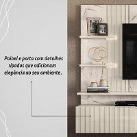 Painel Bancada Suspensa Com Led 3 Portas Atena - Calacata Off White
