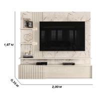 Painel Bancada Suspensa Com Led 3 Portas Atena - Calacata Off White - 6