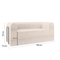 Sofá 2 Lugares Estofado D-plus 160 Cm Monaco - Linho Bege Linho Bege - 2