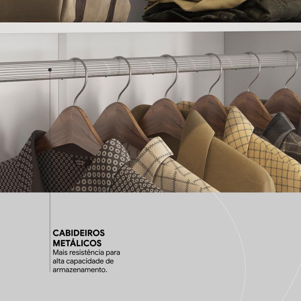 Guarda Roupa Solteiro 4 Portas Com Espelho E 2 Gavetas Loanda - Branco Rosa - 9