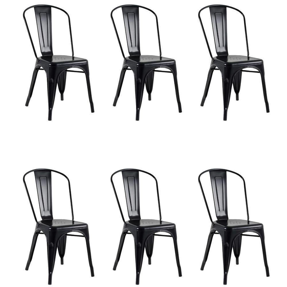 Kit 6 Cadeiras Oficial Iron Tolix Preto - 1
