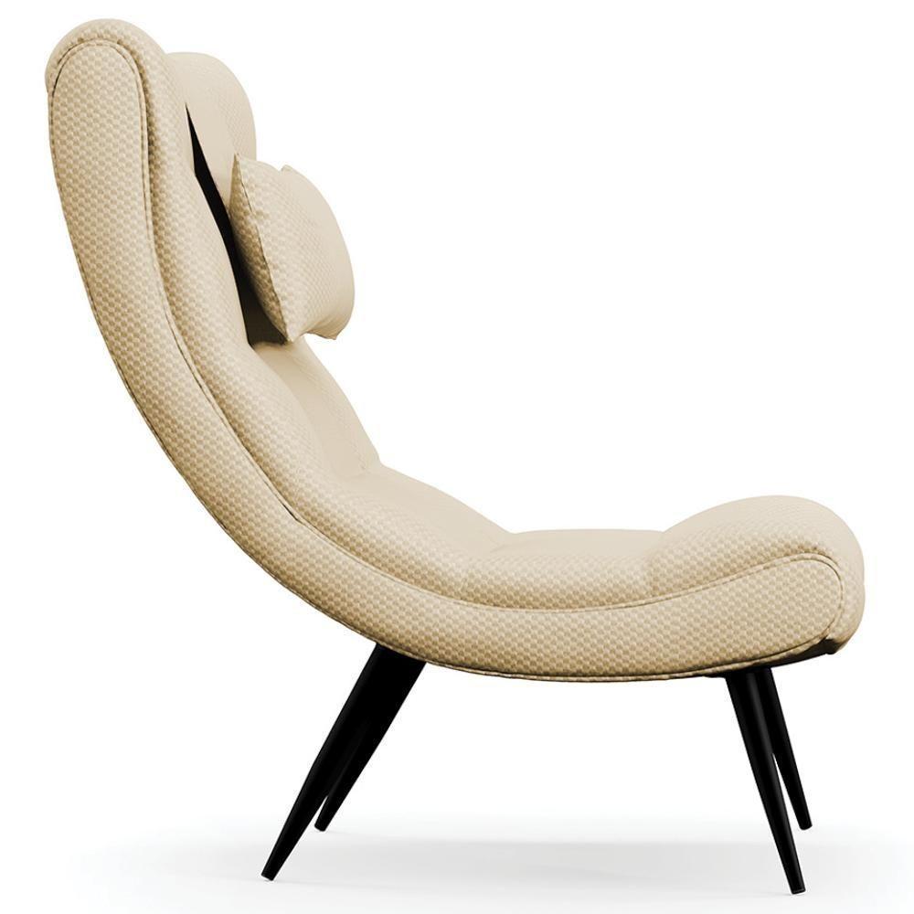 Poltrona Decorativa Para Sala De Estar Com Almofada E Pés Palito Lord Veludo Luxo Off White - Ibiza - 8