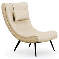 Poltrona Decorativa Para Sala De Estar Com Almofada E Pés Palito Lord Veludo Luxo Off White - Ibiza - 1