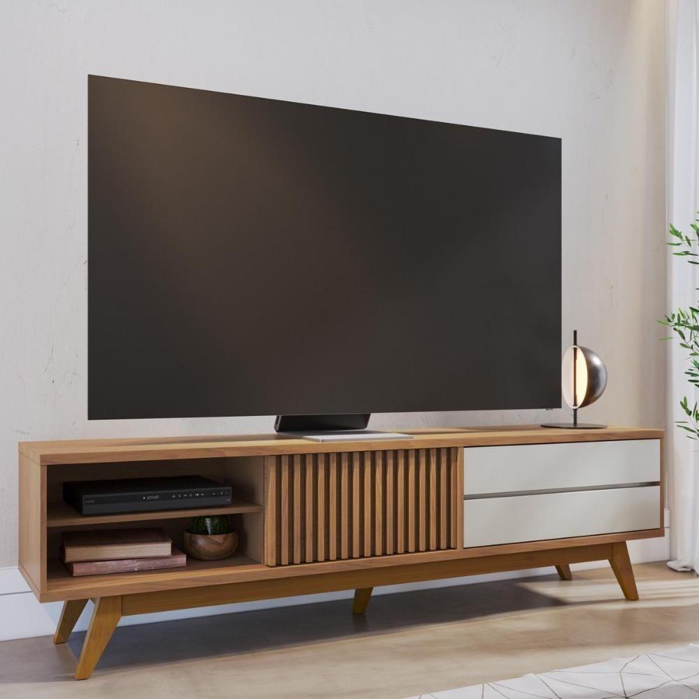 Rack Bancada 1 Portas 2 Gavetas Veneza - Freijó Off White Matte - 1