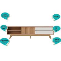 Rack Bancada 1 Portas 2 Gavetas Veneza - Freijó Off White Matte - 5