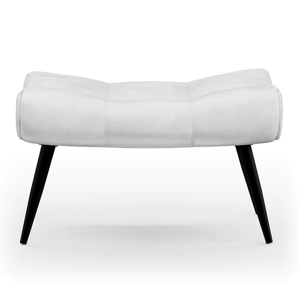 Kit Poltrona E Puff Para Sala De Estar Com Almofada E Pés Palito Lord Sintético Branco - Ibiza - 8