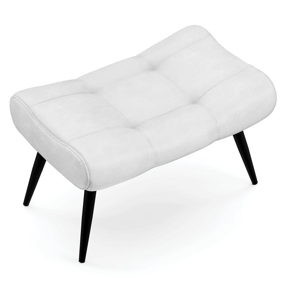 Kit Poltrona E Puff Para Sala De Estar Com Almofada E Pés Palito Lord Sintético Branco - Ibiza - 10