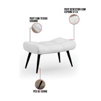 Kit Poltrona E Puff Para Sala De Estar Com Almofada E Pés Palito Lord Sintético Branco - Ibiza - 2