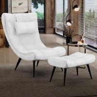 Kit Poltrona E Puff Para Sala De Estar Com Almofada E Pés Palito Lord Sintético Branco - Ibiza - 3