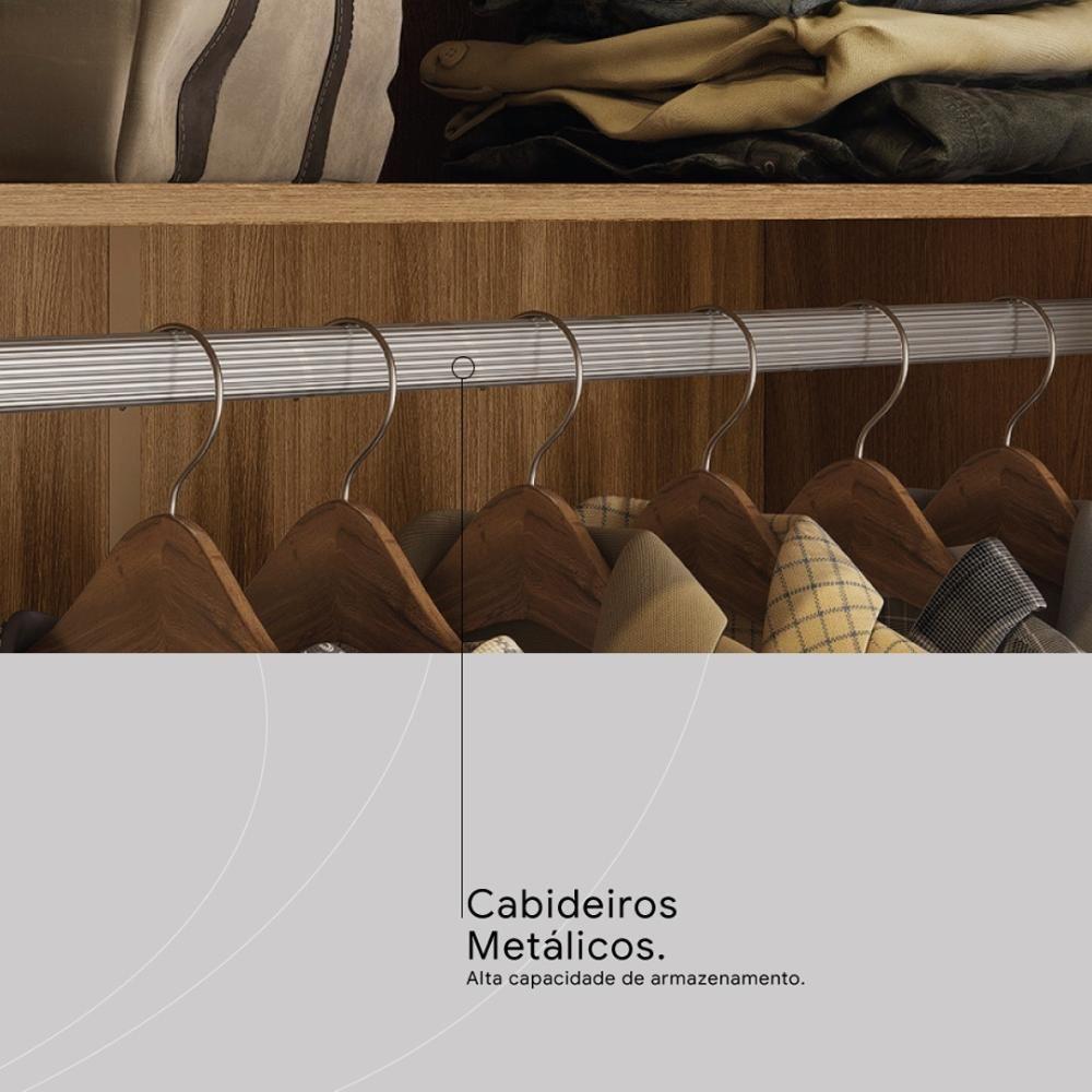 Guarda Roupa Casal 4 Portas Com Espelho E 4 Gavetas Florida - Amêndola Touch Off White - 7