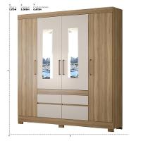 Guarda Roupa Casal 4 Portas Com Espelho E 4 Gavetas Florida - Amêndola Touch Off White - 1