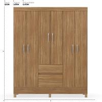 Kit Guarda Roupa Solteiro 6 Portas Flash Ii Cômoda Astral - Amêndola Touch