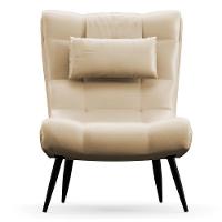 Kit Poltrona E Puff Para Sala De Estar Com Almofada E Pés Palito Lord Facto Bege - Ibiza - 7