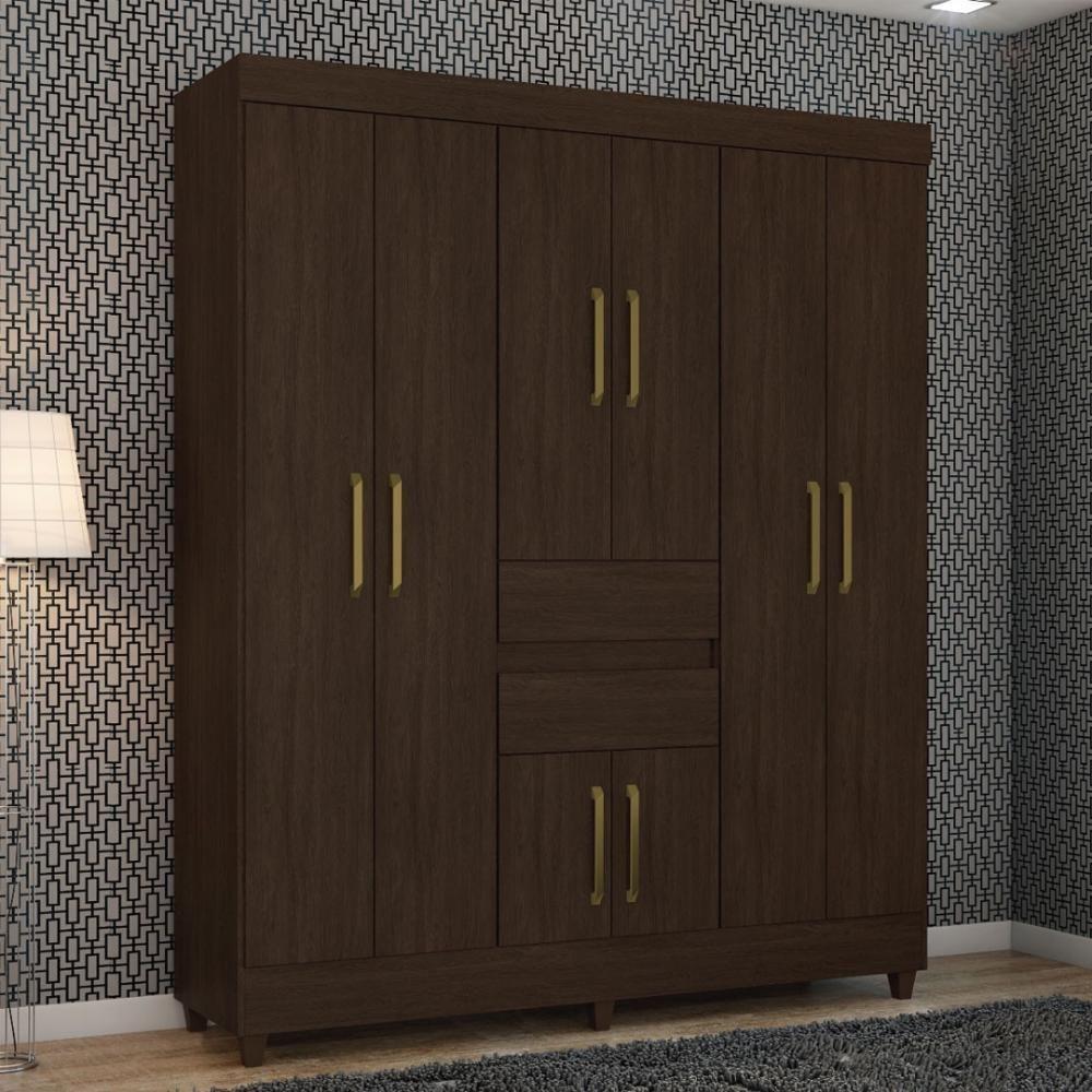 Guarda Roupa Casal 8 Portas E 2 Gavetas Paranaguá - Ébano Touch - 1