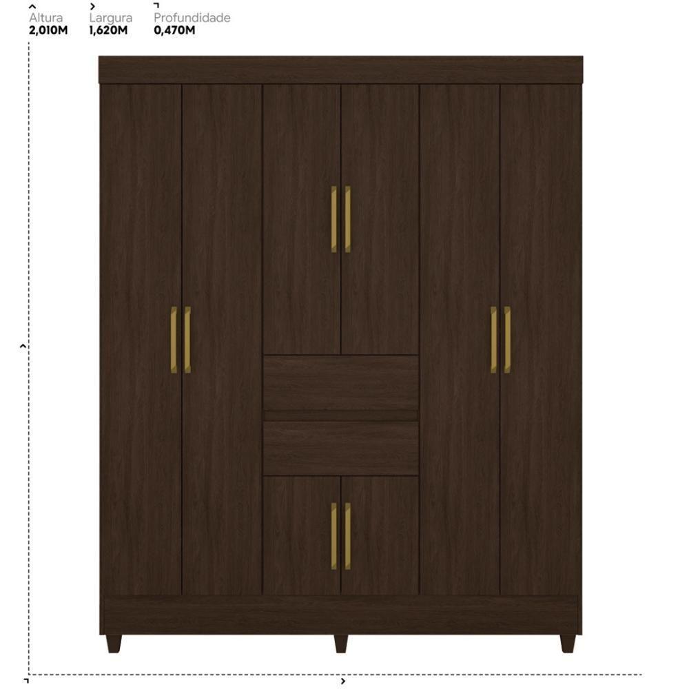 Guarda Roupa Casal 8 Portas E 2 Gavetas Paranaguá - Ébano Touch - 2