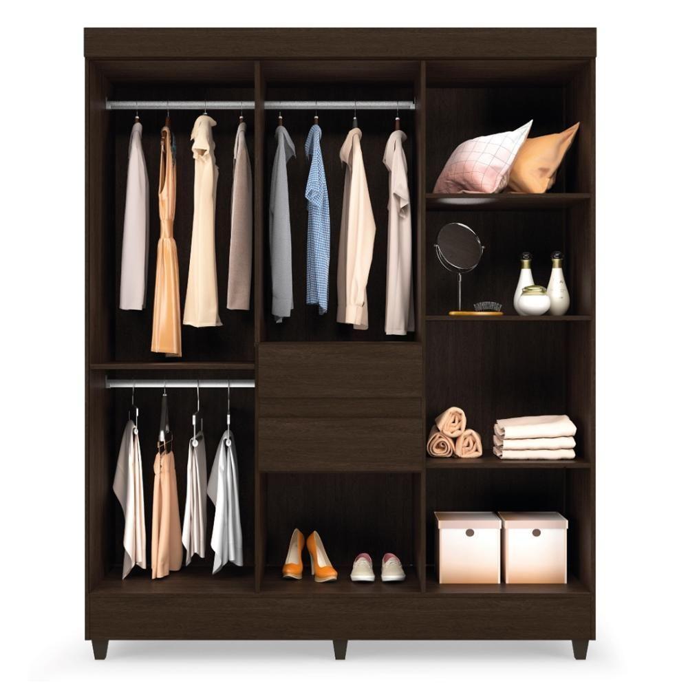 Guarda Roupa Casal 8 Portas E 2 Gavetas Paranaguá - Ébano Touch - 3