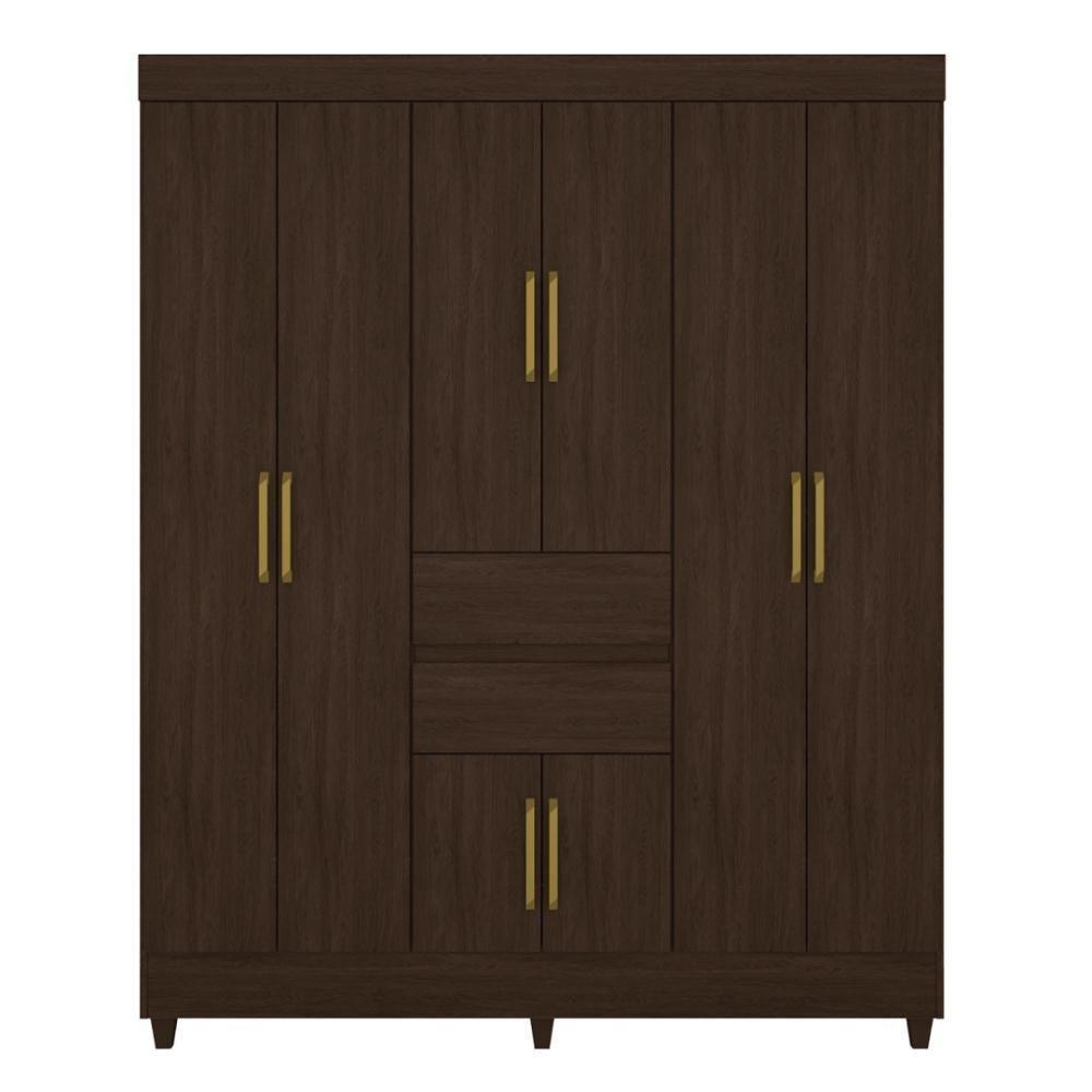 Guarda Roupa Casal 8 Portas E 2 Gavetas Paranaguá - Ébano Touch - 6