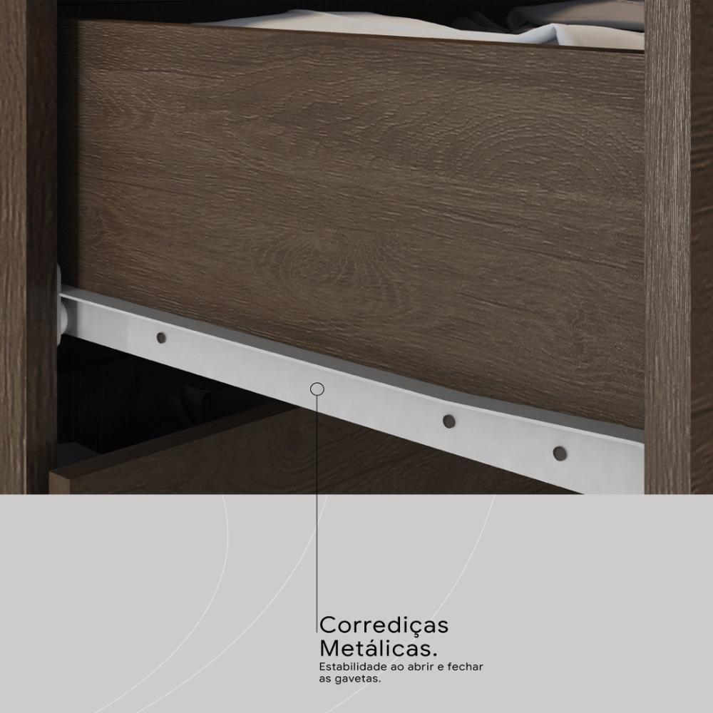 Guarda Roupa Casal 8 Portas E 2 Gavetas Paranaguá - Ébano Touch - 7