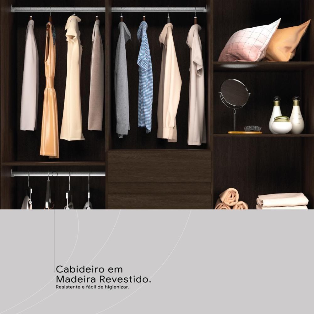 Guarda Roupa Casal 8 Portas E 2 Gavetas Paranaguá - Ébano Touch - 8