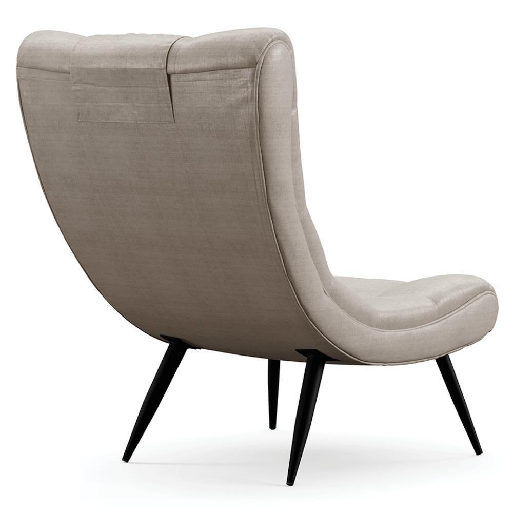 Poltrona Decorativa Para Sala De Estar Com Almofada E Pés Palito Lord Facto Dunas Pérola - Ibiza - 8