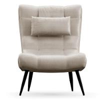 Poltrona Decorativa Para Sala De Estar Com Almofada E Pés Palito Lord Facto Dunas Pérola - Ibiza - 7