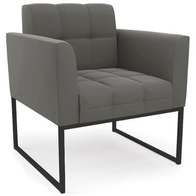 Poltrona Decorativa Ana Suede Grafite Base Industrial Preto Ibiza