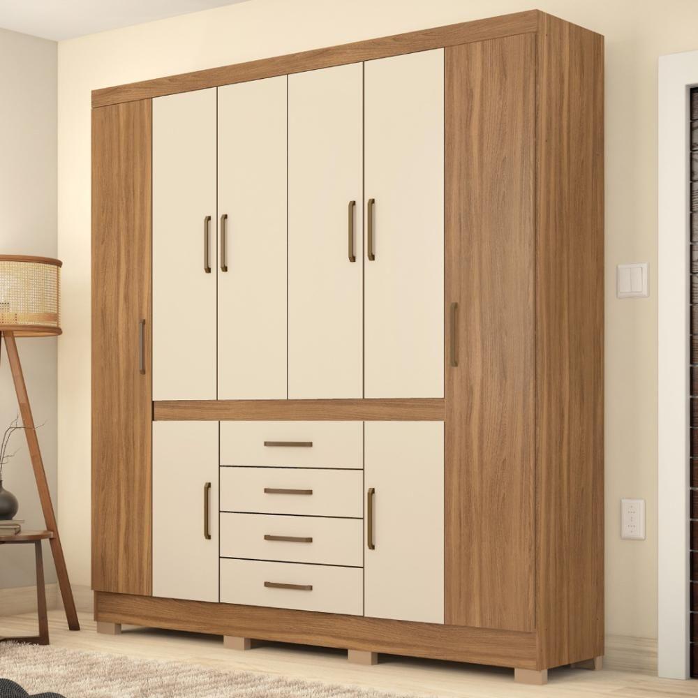 Guarda Roupa Casal 8 Portas E 4 Gavetas New México - Amêndola Touch Off White - 1