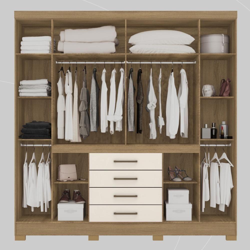 Guarda Roupa Casal 8 Portas E 4 Gavetas New México - Amêndola Touch Off White - 3