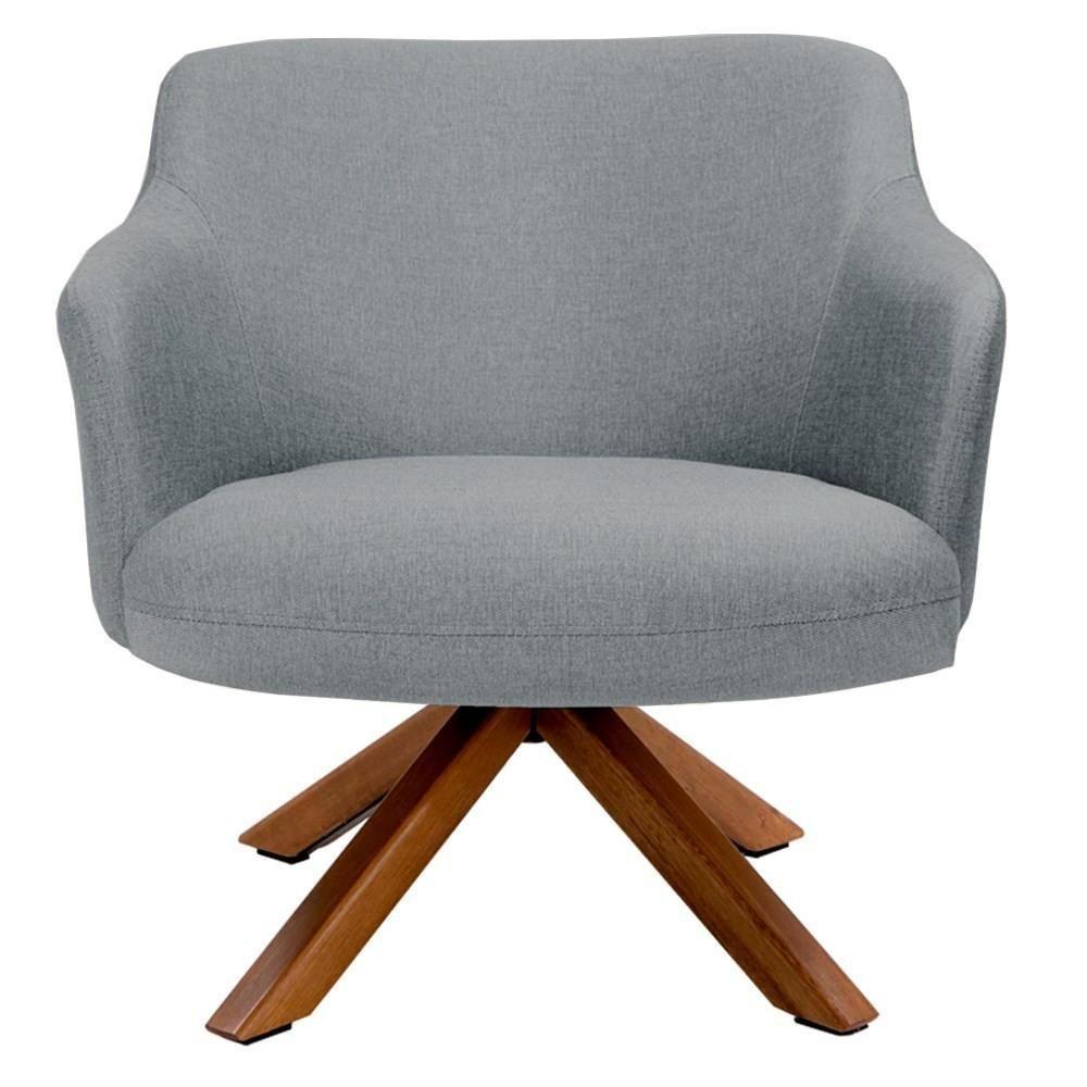 Kit 2 Poltronas Decorativas Giratórias Base Giromad Madeira Jade C-416 Linho Cinza Escuro - Domi - 3