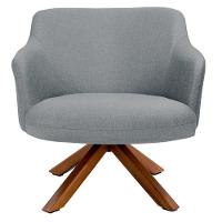 Kit 2 Poltronas Decorativas Giratórias Base Giromad Madeira Jade C-416 Linho Cinza Escuro - Domi - 3