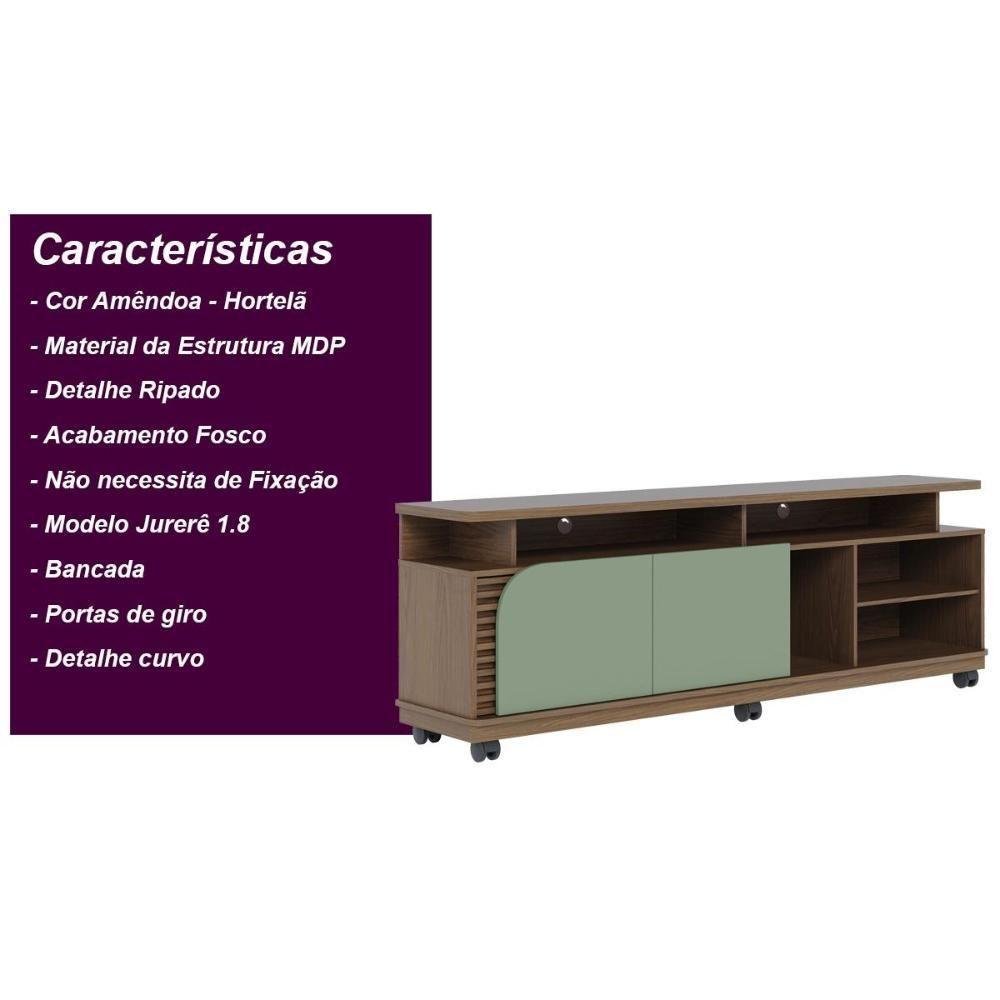 Rack Bancada 2 Portas Com Rodízio Jurerê 1.8 - Amêndoa-hortelã Amêndoa-hortelã - 5