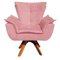 Poltrona Decorativa Base Giratória Giromad Com Puff Opla Suede Rose - Ibiza - 2