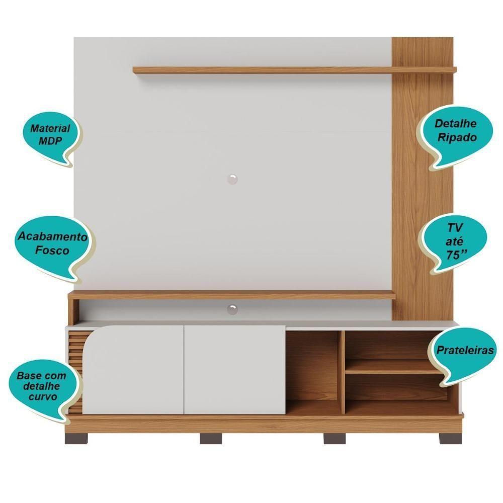 Home Theater 2 Portas Para Tv's Até 75" Jurerê - Freijó Off White Matte - 5
